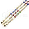 Pulsera Elegante 03.63.2072.2.08 Oro Laminado, Diseño de Llave Griega, Pulido Azul, Tono Dorado (04 MM Thickness, 8 Inches Length)
