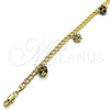 Pulsera Elegante 03.63.2074.2.08 Oro Laminado, con Negro and Blanca Cristal, Pulido, Tono Dorado (05 MM Thickness, 8 Inches Length)