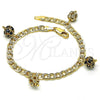 Pulsera Elegante 03.63.2074.2.08 Oro Laminado, con Negro and Blanca Cristal, Pulido, Tono Dorado (05 MM Thickness, 8 Inches Length)