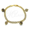 Pulsera Elegante 03.63.2074.2.08 Oro Laminado, con Negro and Blanca Cristal, Pulido, Tono Dorado (05 MM Thickness, 8 Inches Length)