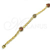 Pulsera Elegante 03.63.2075.08 Oro Laminado, con Granate and Blanca Cristal, Pulido, Tono Dorado (04 MM Thickness, 8 Inches Length)