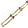 Pulsera Elegante 03.63.2075.08 Oro Laminado, con Granate and Blanca Cristal, Pulido, Tono Dorado (04 MM Thickness, 8 Inches Length)
