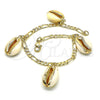 Pulsera de Dije 03.63.2077.08 Oro Laminado, Diseño de Concha, Pulido, Tono Dorado (04 MM Thickness, 8 Inches Length)