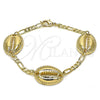 Pulsera Elegante 03.63.2079.08 Oro Laminado, Diseño de Concha, Pulido, Tono Dorado (04 MM Thickness, 8 Inches Length)
