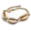 Pulsera Elegante 03.63.2082.08 Oro Laminado, Diseño de Concha, Pulido, Tono Dorado (04 MM Thickness, 8 Inches Length)