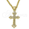 Dije Religioso 05.100.0005 Oro Laminado, Diseño de Cruz, Mate, Tono Dorado