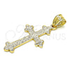 Dije Religioso 05.100.0005 Oro Laminado, Diseño de Cruz, Mate, Tono Dorado