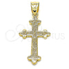Dije Religioso 05.100.0005 Oro Laminado, Diseño de Cruz, Mate, Tono Dorado