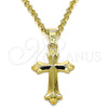 Dije Religioso 05.163.0090 Oro Laminado, Diseño de Cruz, Pulido, Tono Dorado
