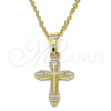 Dije Religioso 05.163.0091 Oro Laminado, Diseño de Cruz, Pulido, Tono Dorado