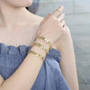 Pulsera Solida 03.233.0009.08 Oro Laminado, Diamantado, Tono Dorado (11 MM Thickness, 8 Inches Length)