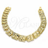 Pulsera Solida 03.233.0009.08 Oro Laminado, Diamantado, Tono Dorado (11 MM Thickness, 8 Inches Length)