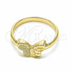 Anillo Elegante 01.233.0001.09 Oro Laminado, Diseño de Mariposa, Pulido, Tono Dorado (Size 9)