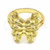 Anillo Elegante 01.233.0006.09 Oro Laminado, Diseño de Mariposa, Pulido, Tono Dorado (Size 9)