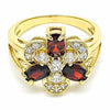 Anillo Multi Piedra 01.365.0001.07 Oro Laminado, con Granate and Blanca Zirconia Cubica, Pulido, Tono Dorado (Size 7)