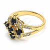 Anillo Multi Piedra 01.365.0006.09 Oro Laminado, con Negro and Blanca Zirconia Cubica, Pulido, Tono Dorado (Size 9)