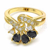 Anillo Multi Piedra 01.365.0007.08 Oro Laminado, con Negro and Blanca Zirconia Cubica, Pulido, Tono Dorado (Size 8)
