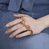 Anillo Multi Piedra 01.365.0008.09 Oro Laminado, con Negro and Blanca Zirconia Cubica, Pulido, Tono Dorado (Size 9)