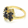 Anillo Multi Piedra 01.365.0008.09 Oro Laminado, con Negro and Blanca Zirconia Cubica, Pulido, Tono Dorado (Size 9)