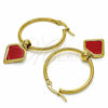 Argolla Mediana 02.364.0004.1.30 Acero Inoxidable, Esmaltado Rojo, Tono Dorado