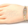 Pulsera Elegante 03.351.0049.07 Oro Laminado, Diseño de Elefante y Búho, Pulido, Tres Tonos (05 MM Thickness, 7 Inches Length)