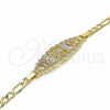 Pulsera Elegante 03.351.0049.07 Oro Laminado, Diseño de Elefante y Búho, Pulido, Tres Tonos (05 MM Thickness, 7 Inches Length)