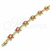 Pulsera Elegante 03.351.0053.1.07 Oro Laminado, Diseño de Tortuga, con Granate Cristal, Pulido, Tono Dorado (11 MM Thickness, 7 Inches Length)