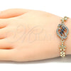 Pulsera Elegante 03.357.0008.3.07 Oro Laminado, Diseño de Flor, con Negro and Blanca Zirconia Cubica, Pulido, Tono Dorado (7 Inches Length)