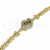 Pulsera Elegante 03.357.0008.3.07 Oro Laminado, Diseño de Flor, con Negro and Blanca Zirconia Cubica, Pulido, Tono Dorado (7 Inches Length)