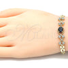 Pulsera Elegante 03.357.0013.3.07 Oro Laminado, con Negro and Blanca Zirconia Cubica, Pulido, Tono Dorado (06 MM Thickness, 7 Inches Length)