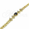 Pulsera Elegante 03.357.0013.3.07 Oro Laminado, con Negro and Blanca Zirconia Cubica, Pulido, Tono Dorado (06 MM Thickness, 7 Inches Length)