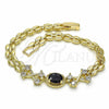 Pulsera Elegante 03.357.0013.3.07 Oro Laminado, con Negro and Blanca Zirconia Cubica, Pulido, Tono Dorado (06 MM Thickness, 7 Inches Length)