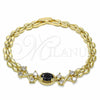 Pulsera Elegante 03.357.0013.3.07 Oro Laminado, con Negro and Blanca Zirconia Cubica, Pulido, Tono Dorado (06 MM Thickness, 7 Inches Length)