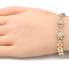 Pulsera Elegante 03.357.0015.07 Oro Laminado, con Blanca Zirconia Cubica, Pulido, Tono Dorado (07 MM Thickness, 7 Inches Length)