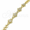 Pulsera Elegante 03.357.0015.07 Oro Laminado, con Blanca Zirconia Cubica, Pulido, Tono Dorado (07 MM Thickness, 7 Inches Length)