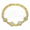 Pulsera Elegante 03.357.0015.07 Oro Laminado, con Blanca Zirconia Cubica, Pulido, Tono Dorado (07 MM Thickness, 7 Inches Length)