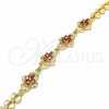 Pulsera Elegante 03.357.0015.2.07 Oro Laminado, con Granate Zirconia Cubica, Pulido, Tono Dorado (07 MM Thickness, 7 Inches Length)