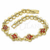 Pulsera Elegante 03.357.0015.2.07 Oro Laminado, con Granate Zirconia Cubica, Pulido, Tono Dorado (07 MM Thickness, 7 Inches Length)