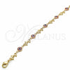 Tobillera Elegante 03.326.0009.1.10 Oro Laminado, Diseño de Ojo Griego y Delfín, Resinado Rojo, Tono Dorado (07 MM Thickness, 10 Inches Length)