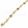 Pulsera Elegante 03.326.0010.1.06 Oro Laminado, Diseño de Ojo Griego y Elefante, Resinado Rojo, Tono Dorado (07 MM Thickness, 6 Inches Length)
