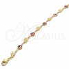 Tobillera Elegante 03.326.0010.1.10 Oro Laminado, Diseño de Ojo Griego y Elefante, Resinado Rojo, Tono Dorado (07 MM Thickness, 10 Inches Length)