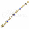 Pulsera Elegante 03.326.0010.2.08 Oro Laminado, Diseño de Ojo Griego y Elefante, Resinado Azul, Tono Dorado (07 MM Thickness, 8 Inches Length)