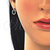 Arete Dormilona 02.09.0186 Oro Laminado, con Blanca Zirconia Cubica and Aguamarina Opal, Pulido, Tono Dorado