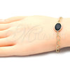 Pulsera Elegante 03.09.0070.07 Oro Laminado, Diseño de Rolo, con Negro Opal, Pulido Negro, Tono Dorado (7 Inches Length)