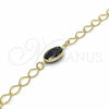 Pulsera Elegante 03.09.0070.07 Oro Laminado, Diseño de Rolo, con Negro Opal, Pulido Negro, Tono Dorado (7 Inches Length)
