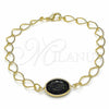 Pulsera Elegante 03.09.0070.07 Oro Laminado, Diseño de Rolo, con Negro Opal, Pulido Negro, Tono Dorado (7 Inches Length)
