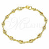 Pulsera Básica 04.09.0185.06 Oro Laminado, Diseño de Puff Mariner, Pulido, Tono Dorado (03 MM Thickness, 6 Inches Length)
