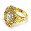Anillo Elegante 01.253.0018.09 Oro Laminado, Diseño de Guadalupe, Pulido, Tres Tonos (Size 9)
