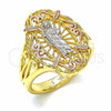 Anillo Elegante 01.253.0019.09 Oro Laminado, Diseño de San Judas, Pulido, Tres Tonos (Size 9)
