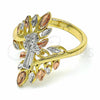 Anillo Elegante 01.253.0021.07 Oro Laminado, Diseño de San Benito, Pulido, Tres Tonos (Size 7)